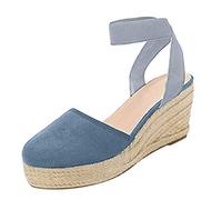 Generico Sandali Donna Con Zeppa Estive Antiscivolo Casual Sandali Comodi Punta Chiusa Eleganti Con Zeppa Espadrillas Con Lacci Fibbia Leggere Scarpe Traspiranti Plateau Con Punta Chiusa Sandalo