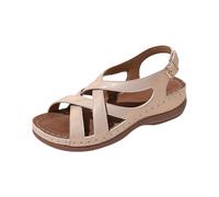 Generico Sandali Donna con Zeppa Estive Ortopediche Comoda Women'S Shoes Summer Platform Slides Buckle Ankle Strap Open Toe Walking Comfy Casual Buckle Sandals Sandali Donna Bassi (Rose Gold,40)