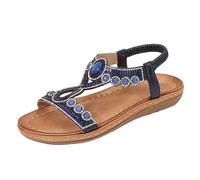 Generico Sandali Donna con Zeppa Estive Ortopediche Comodi Sandali da Donna Estivi Comodi Alla Retrò Stile Etnico Leggero da Spiaggia Per Le Vacanze con Tacco Estivi (Navy,41)