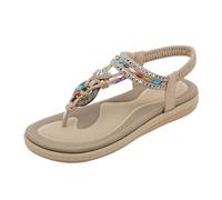 Generico Sandali Donna con Zeppa Ortopediche Comoda Sandali da Donna Nuovi Estivi Comodi Alla Retrò Stile Etnico Leggero da Spiaggia Per Le Vacanze con Tacco Bassi Estivi (Beige,40)