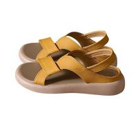 Generico Sandali Donna con Zeppa Zeppe Estive Neri Comodi Le Donne Indossano Sandali da Spiaggia Retrò Casual E Alla con Fondo Piatto In Estate Donna Chiusi dietro Tacco Basso (Yellow,39)