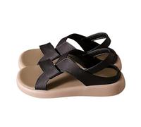 Generico Sandali Donna con Zeppa Zeppe Estive Neri Comodi Le Donne Indossano Sandali da Spiaggia Retrò Casual E Alla con Fondo Piatto In Estate Donna Chiusi dietro Tacco Basso (Black,40)
