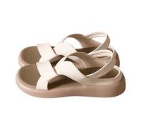 Generico Sandali Donna con Zeppa Zeppe Estive Neri Comodi Le Donne Indossano Sandali da Spiaggia Retrò Casual E Alla con Fondo Piatto In Estate Donna Chiusi dietro Tacco Basso (Beige,39)