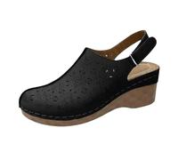 Generico Sandali Donna con Zeppa Zeppe Estive Neri Comodi Sandali Romani Eleganti E Versatili,Nuovi,Estivi,con Punta E Tacco A Spillo,Suola Spessa Scavata. Donna Nero Basso (Black,37)