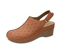Generico Sandali Donna con Zeppa Zeppe Estive Neri Comodi Sandali Romani Eleganti E Versatili,Nuovi,Estivi,con Punta E Tacco A Spillo,Suola Spessa Scavata. Donna Nero Basso (Brown,43)