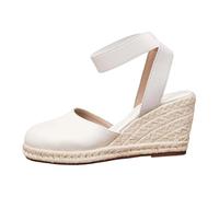 Generico Sandali Donna Eleganti Comodi Estive Sandali Zeppa Donna Con Plateau Sandalo Chiusi Davanti Casual Per Mare Piscina (White,42)