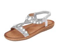 Generico Sandali Donna Eleganti Ortopediche Zeppe Estive Sandali da Donna Estivi Nuovi Comodi Alla Retrò Stile Etnico Leggero da Spiaggia Per Le Vacanze con Tacco Elastico (Silver,39)