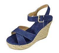 Generico Sandali Donna Estive 2025 Eleganti Sandali Con Zeppa E Plateau Leggere Ortopedici Comode Antiscivolo Scarpe Da Passeggio Vintage Moda Aperta Sandalo Sposa Casual Sandals Tacchi Mare Spiaggia
