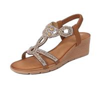 Generico Sandali Donna Estive Antiscivolo Comodi Sandali con Zeppa Plateau Bohemia Eleganti Sandalo Gioiello Aperta Cerimonia Morbida Sandalo Da Mare Spiaggia Leggere Traspirante Stile Romano 2025