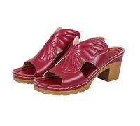 Generico sandali donna estive comode,sandali con tacco donna, Scarpe romane con tacco grosso e punta, taglie forti ideali per esterno importate Europa e Stati Uniti, colore argento（Vino 42