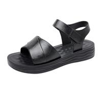 Generico sandali donna estive comode,sandali donna zeppa comoda,Nuovi spessi in stile casual con esposte e per le mamme morbidi e leggeri per persone di mezza età e anziane Pantofole N 26 (Black, 36)