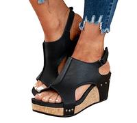 Generico Sandali Donna Estive Comodi Ortopedici con Punta Aperta Scarpe Lavabili Sandalo Sportivo Scarpe con Zeppa