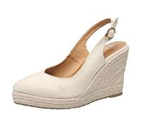 Generico Sandali Donna Estive con Zeppa Ortopediche Comoda Leggings da Donna In Pile Termico Spazzolato A Vita Alta Penetrazione Della Pelle Staffa Trasparente Collant Neri Sandali (Beige,39)