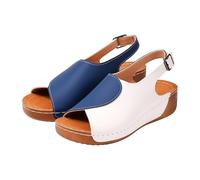 Generico Sandali Donna Estive con Zeppa Ortopediche Comoda Sandali Romani Casual con Fibbia A Laterale E Suola Piatta da Donna,Estivi da,Plateau Scarpe (Blue,42)