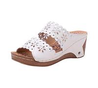 Generico Sandali Donna Estive con Zeppa Scarpe Ortopediche Scarpe Fuori Piattaforme di Spessore Casual Slippers High Heels Hollow Women's Fashion Women's Slipper Sandali Donna Estive (White,40)