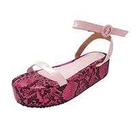 Generico Sandali Donna Estive Eleganti Comodi Con Bottoni Spessi Sul Fondo Del Serpente Da Tacco Inclinato Posizionamento Inferiore Scarpe Comode Montagna Zeppa Trekking Ciabatte Sandalo Estivo Rosso