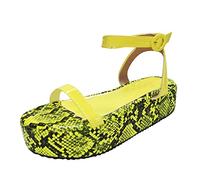 Generico Sandali Donna Estive Eleganti Comodi Con Bottoni Spessi Sul Fondo Del Serpente Da Tacco Inclinato Posizionamento Inferiore Scarpe Comode Montagna Zeppa Trekking Ciabatte Sandalo Estivo Giallo