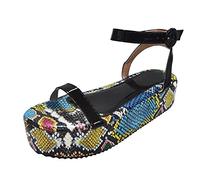 Generico Sandali Donna Estive Eleganti Comodi Con Bottoni Spessi Sul Fondo Del Serpente Da Tacco Inclinato Posizionamento Inferiore Scarpe Comode Montagna Zeppa Trekking Ciabatte Sandalo Estivo Nero