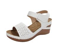 Generico sandali donna estive eleganti,sandali con zeppa,Wide Width Sandals For Women Heels Cute Summer Casual Flat Sandals Open Toe Vacation Sandal Grandi Misure (White, 40)