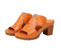 Generico sandali donna estive eleganti,sandali da donna estivi, Scarpe romane con tacco grosso e punta, taglie forti ideali per esterno importate Europa e Stati Uniti, colore argento（Arancia 38