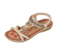 Generico Sandali Donna Estive Sandali Donna Comodi Con Cinturino Piatti Leggeri Resistenti Antiscivolo Per Vacanze Al Mare Estate Con Stile Relax E Comfort (Beige, 40)