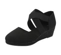 Generico Sandali Donna Estive Sandali Donna Con Zeppa Classici Slip On Tacco Spesso Elegante Comodi Estivi Traspiranti Eleganti Classico Scarpe Estive Spiaggia (Black, 37)