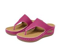 Generico sandali donna estive,scarpe donna estive con zeppa,Women's Everyday Retro Comfortable And Versatile Thong Sandals Borse in Tela (Pink, 37)