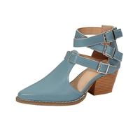 Generico Sandali Donna Estive Tacco Medio Scarpe Aperte Sandali con Tacco,A Punta,con Fibbia A Forma Di Parola,da Donna,Nuovi Alla,Tinta Unita,Grandi Dimensioni Estive (Blue,41)