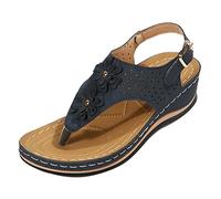 Generico Sandali Donna Estive Zeppa Bianchi Comoda I Sandali con Punta A Cuneo Mitigano L'Affaticamento Del Piede Scarpe Comode E Funzionali con Zeppa Scarpe Donna Eleganti Estive (Navy,39)