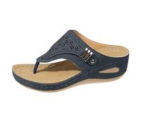 Generico Sandali Donna Estive Zeppa Estive Plateau Eleganti Women'S Open Toe Summer New Casual Fashion Fish Mouth In The Heel Thick Bottom Slope With Slippers Sandali Donna Platform (Dark Blue,38)