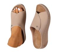 Generico Sandali Donna Estive Zeppa Ortopediche Eleganti Sandali da Spiaggia Estivi da Donna Taglie Forti con Tacco A Spillo,Punta A E Cinturino Dritto,Modello Bocca Di (Light Yellow,38)