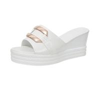 Generico Sandali Donna Estive Zeppa Plateau Eleganti Sandali da Donna Primavera Estate E Autunno,Una Linea,da Indossare all'Esterno,con Bocca di Pesce,Spiaggia,con (White,43)