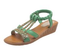 Generico Sandali Donna Estivi Comodi Antiscivolo Eleganti Sandali Con Strass Bohemia Piatti Bassi Sandalo Gioiello Cerimonia Aperta Stile Romano Sandalo Da Mare Spiaggia Morbida Traspirante Leggere