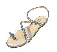 Generico Sandali Donna Estivi Infradito Con Strass Estate Capispalla Fata Francese Wind Wrapped Flat Bottom Strap Scarpe Da Pelle Estive Cinturino Spiaggia Incrociati Comodi Ortopediche Comode