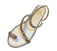 Generico Sandali Donna Estivi Infradito Con Strass Estate Capispalla Fata Francese Wind Wrapped Flat Bottom Strap Scarpe Da Cuoio Estive Mare Hawaiana Comode Comodi Barefoot Bassi Sandalo