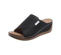 Generico Sandali Donna Estivi Ortopediche Sandali con Zeppa Pantofole Casual da Donna con Punta,Tacco A Cuneo,Leggere,Staffa,Fondo Spesso Dorati Scarpe Estive (Black,43)
