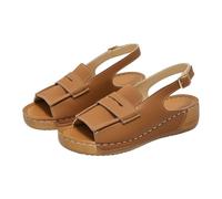 Generico sandali donna estivi,sandali donna comodi ma eleganti,Modello casual in stile romano con fibbia laterale e suola piatta (Brown, 39)