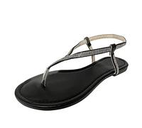 Generico Sandali Donna Infradito Stile Strass Da Estate Antiscivolo Elastico Piatto Spiaggia Open Toe Traspiranti Scarpe Ciabatte Estivo Mare Gioiello Estive Sandalo Eleganti Basso Ciabattine Nero 36