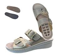 Generico Sandali Donna Made in Italy, Sottopiede Memory Estraibile in Vera Pelle, Suola Leggera, Flex'is RE05 by Patrizia Azzi (Platino Ecrù, Sistema Taglie Calzature EU, Adulto, Numero, Media, 36)