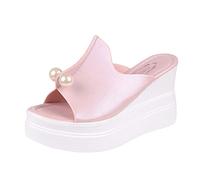 Generico Sandali Donna Platform Comoda Ortopedici Estivi Pearl Spessi Bottom Slippers Sandals Ladies Shoes Women'S Solid Women'S Sandali Ciabatte Estive Donna Comode Scarpe da Eleganti (Pink,35)