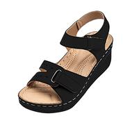 Generico Sandali Donna Platform Comodi Scarpe da Estive Hook E Loop Fastener Ankle Strap Sandals Per Le Donne Ladies Girls Comode Cunei Sandali Scarpe Causali Donna Chiusi Dietro (Black,40)