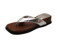 Generico Sandali Donna Platform Zeppa Donna Estive Pantofole Estive da con Una Sola Parola,da Indossare all'Esterno,con Suola Spessa E Sandali per Ciabatte (Silver,39)