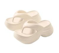 Generico Sandali Donna Platform Zeppe Estive Comodi Ciabatte da Donna,Primavera Estate E Autunno,Infradito Spesse Per La Casa,Sandali da Esterno,Semplici,con Ciabatte Zeppa (White,40)