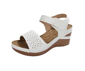 Generico sandali donna,sandali eleganti donna,Wide Width Sandals For Women Heels Cute Summer Casual Flat Sandals Open Toe Vacation Sandal Antinfortunistica (White, 40)