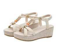 Generico sandali donna sandali zeppa stile boho leggeri comodi aderenti al piede per uso esterno quotidiano e svago estivo fuori città(Beige37)