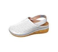 Generico sandali donna,scarpe donna estive comode,Women's Sandals With Closed Toe And Buckle Closure For Beach Casual Wear In Plus Sizes Bassi Eleganti in Pelle (White, 39)