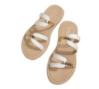 Generico Sandali Donna Scarpe Donna Estive Con Cinturino Piatti Leggeri Resistenti Antiscivolo Per Vacanze Al Mare Estate Con Stile Relax E Comfort (White, 42)