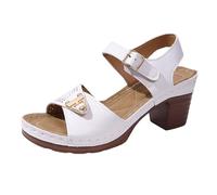 Generico Sandali Donna Tacco Largo Sandali con Tacco Comode Eleganti Scarpe Moda Pump con Fibbia In Metallo Decollete Morbida Anti-Shock Scarpe Classici Donna Cerimonia Decolte Semplice Ed Elegante