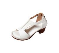 Generico Sandali Donna Tacco Scarpe Estive Comode Largo Sandali con Tacco,Comodi E Morbidi,da Donna,con Suola Morbida,Per Piedi Non Stanchi,Stile,Spessi Mare Sportivi (White,39)
