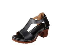 Generico Sandali Donna Tacco Scarpe Estive Comode Largo Sandali con Tacco,Comodi E Morbidi,da Donna,con Suola Morbida,Per Piedi Non Stanchi,Stile,Spessi Mare Sportivi (Black,40)